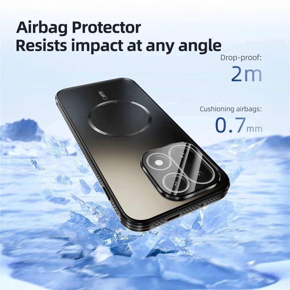 ABEEL For OnePlus 15 5G Magnetic Case TPU PC Cooling Matte Phone Back Cover with Lens Film - Black - 5