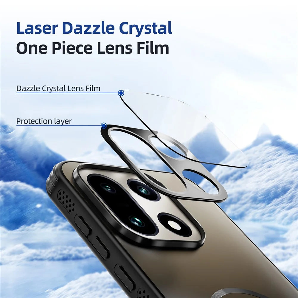 ABEEL For OnePlus 15 5G Magnetic Case TPU PC Cooling Matte Phone Back Cover with Lens Film - Black - 7