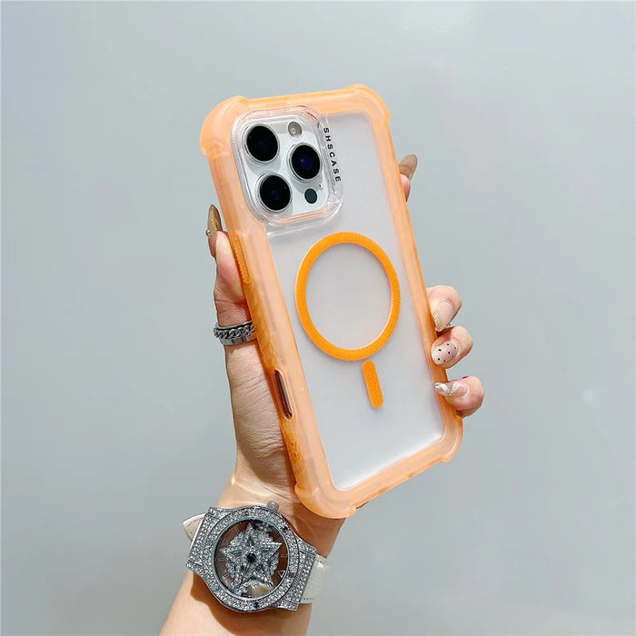 For iPhone 16 Pro Case Compatible with MagSafe 3 in 1 TPU + PC Shockproof Matte Phone Back Cover - Orange - 1