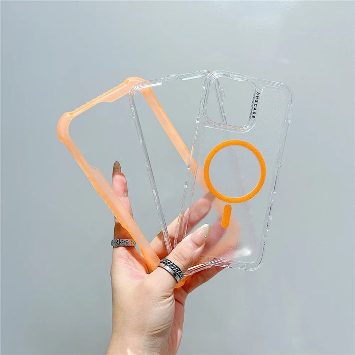 For iPhone 16 Pro Case Compatible with MagSafe 3 in 1 TPU + PC Shockproof Matte Phone Back Cover - Orange - 2