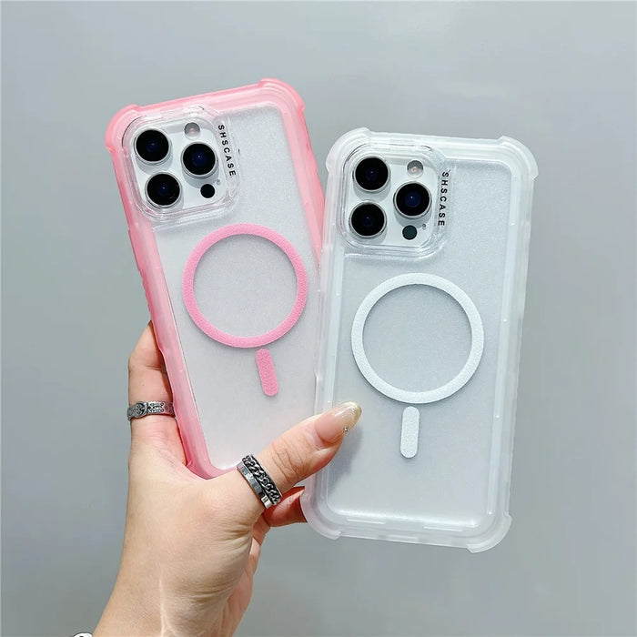 For iPhone 16 Pro Case Compatible with MagSafe 3 in 1 TPU + PC Shockproof Matte Phone Back Cover - Orange - 4