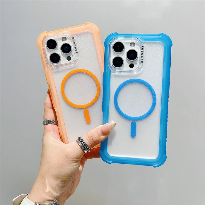 For iPhone 16 Pro Case Compatible with MagSafe 3 in 1 TPU + PC Shockproof Matte Phone Back Cover - Orange - 5