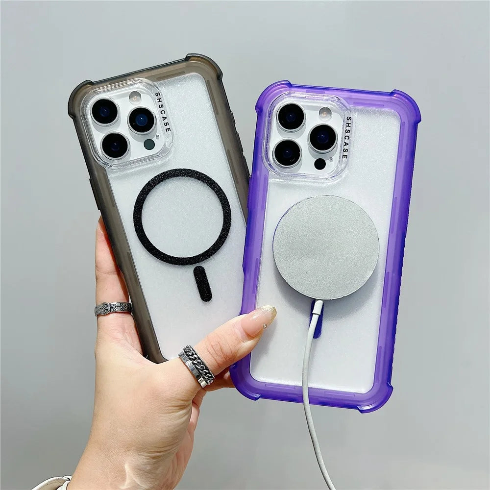 For iPhone 16 Pro Max Case Compatible with MagSafe 3 in 1 TPU + PC Shockproof Matte Phone Back Cover - Orange - 6