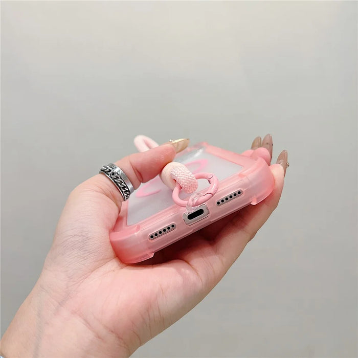 For iPhone 18 Pro Max / 17 Pro Max Case Compatible with MagSafe 3 in 1 TPU + PC Matte Phone Back Cover with Hand Strap - Pink - 3