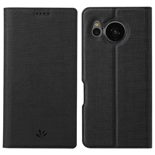VILI DMX Series PU Leather Phone Case for Sharp Aquos Sense 7, Magnetic Clasp Folio Flip Phone Cover with Stand Card Holder - Black - 1