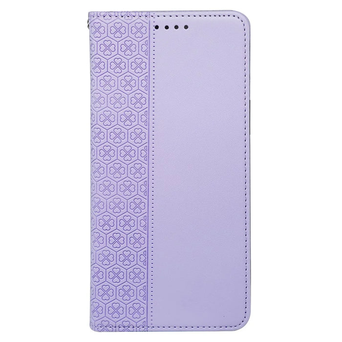 For iPhone 17 Case Four Leaf Clover Leather Flip Phone Cover Stand Wallet - Light Purple - 6