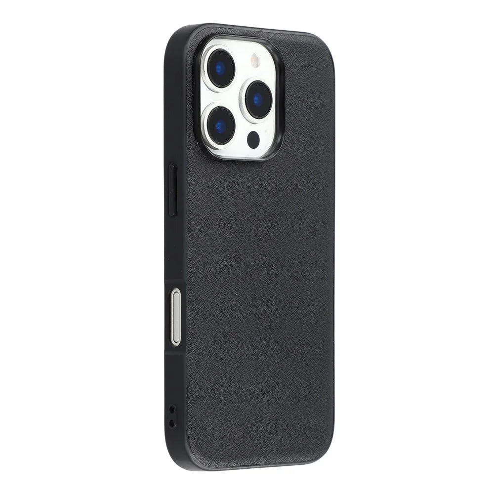 For iPhone 16 Pro Case Compatible with MagSafe Nappa Texture Genuine Cow Leather Coated PC TPU Phone Cover - 1