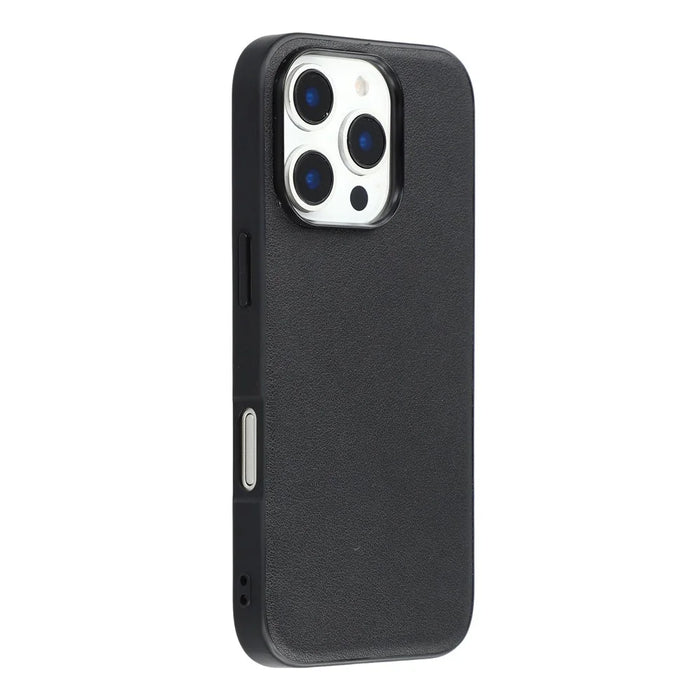For iPhone 16 Pro Case Compatible with MagSafe Nappa Texture Genuine Cow Leather Coated PC TPU Phone Cover - 1