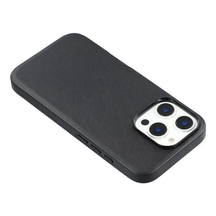 For iPhone 16 Pro Case Compatible with MagSafe Nappa Texture Genuine Cow Leather Coated PC TPU Phone Cover - 6