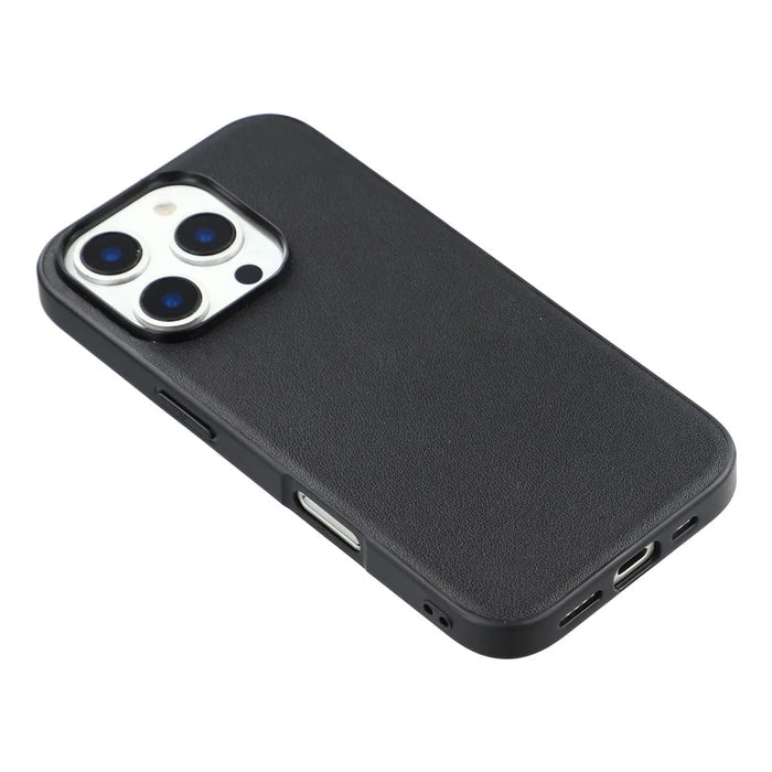 For iPhone 16 Pro Case Compatible with MagSafe Nappa Texture Genuine Cow Leather Coated PC TPU Phone Cover - 7
