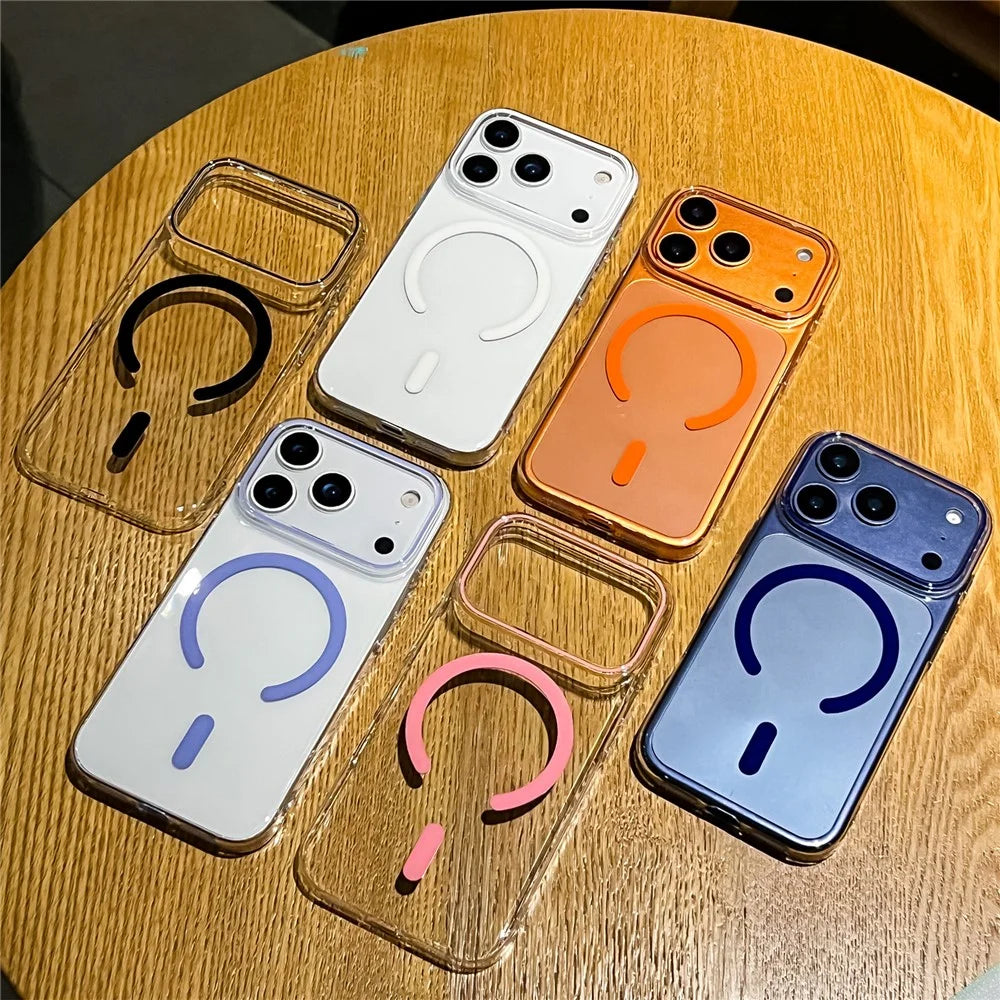 For iPhone 17 Pro Case Compatible with MagSafe Ultra Thin PC Transparent Phone Cover with Tempered Glass Film - Sapphire - 7