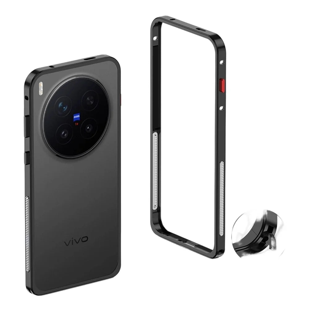 For vivo X300 Pro 5G Bumper Case Metal Frame Heat Dissipation Cover - Black - 1