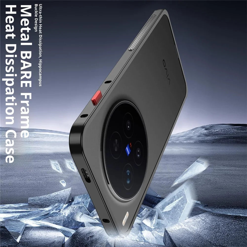 For vivo X300 Pro 5G Bumper Case Metal Frame Heat Dissipation Cover - Black - 3