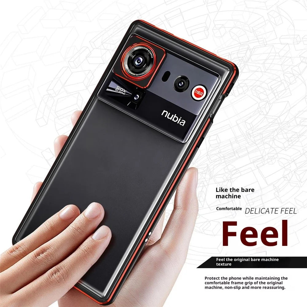 For ZTE nubia Z80 Ultra 5G Bumper Case Metal Frame Phone Cover with Camera Lens Guard - Black / Red - 7