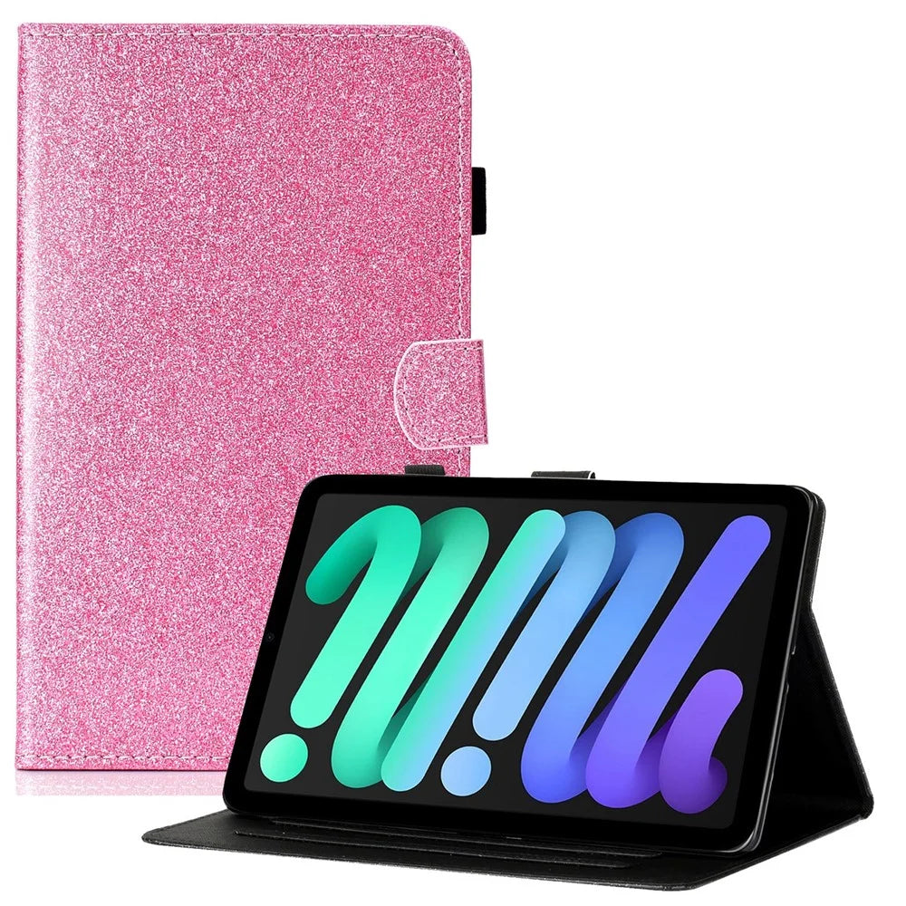 For iPad (2025) / 10.9 (2022) Glitter Powder PU Leather Tablet Case Auto Wake / Sleep Anti-Scratch Cover with Stand Card Holder - Pink - 1