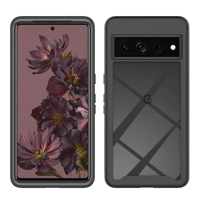 For Google Pixel 7 Pro 5G PET Screen Protector Phone Case Hard PC + Soft TPU Shockproof Cover - Black - 2