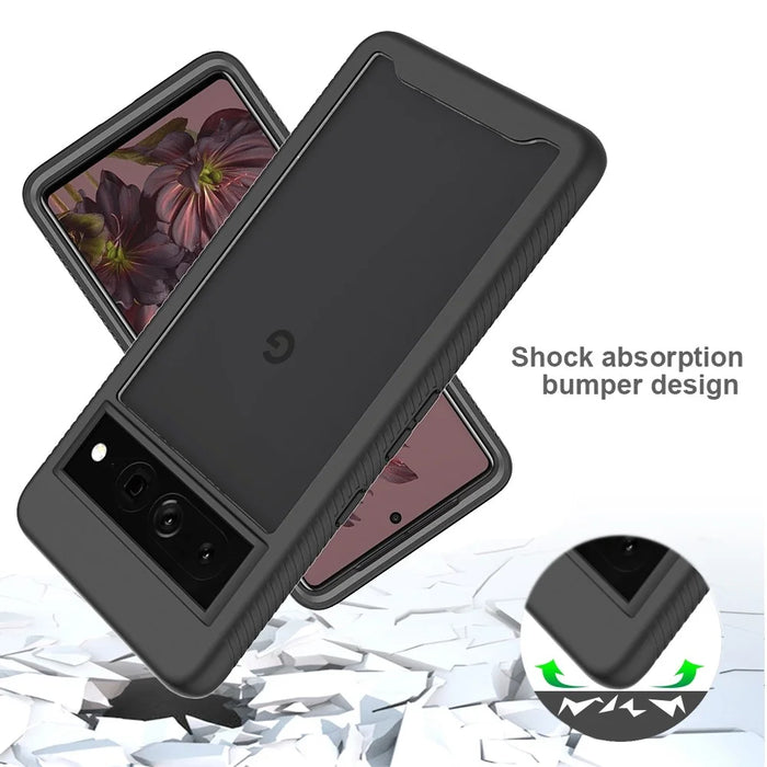 For Google Pixel 7 Pro 5G PET Screen Protector Phone Case Hard PC + Soft TPU Shockproof Cover - Black - 4