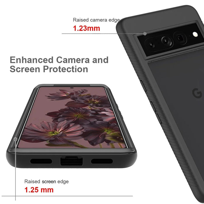 For Google Pixel 7 Pro 5G PET Screen Protector Phone Case Hard PC + Soft TPU Shockproof Cover - Black - 5