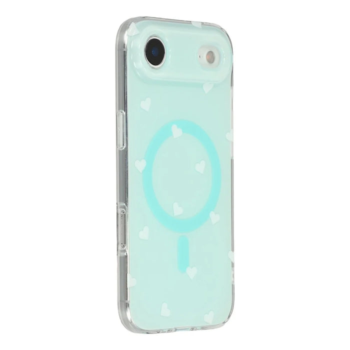For iPhone Air Case Little Heart Pattern TPU + PC Protective Phone Cover Compatible with MagSafe - Blue - 1