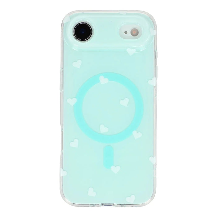 For iPhone Air Case Little Heart Pattern TPU + PC Protective Phone Cover Compatible with MagSafe - Blue - 3