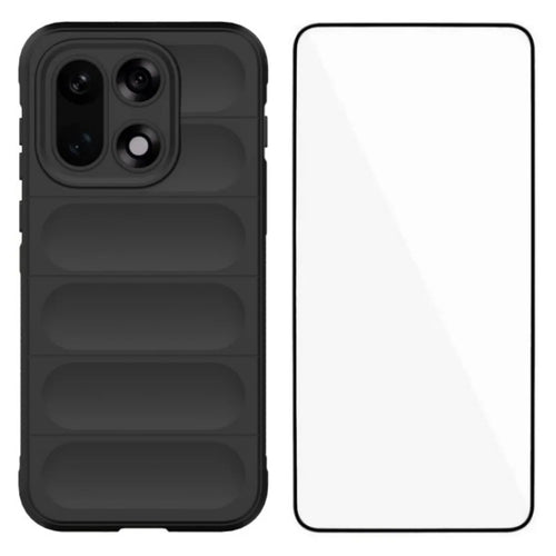 WANLONFENG For OnePlus 15 5G TPU Case  HD Series Anti Slip Phone Cover with Tempered Glass - Black - 1