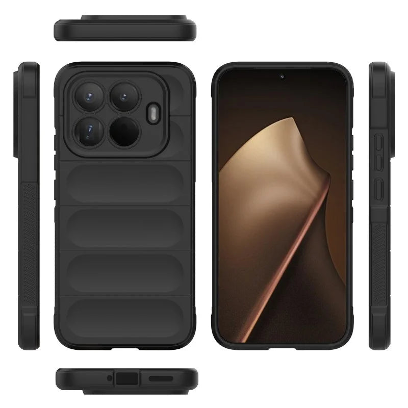 WANLONFENG For Xiaomi 15T Pro TPU Case  HD Series Anti Slip Phone Cover with Tempered Glass - Black - 3