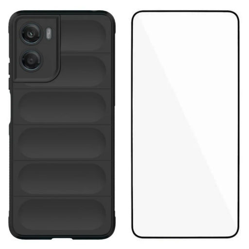 WANLONFENG For Motorola Moto G06 Power 4G / G06 4G TPU Case HD Series Anti Slip Phone Cover with Tempered Glass - Black - 1