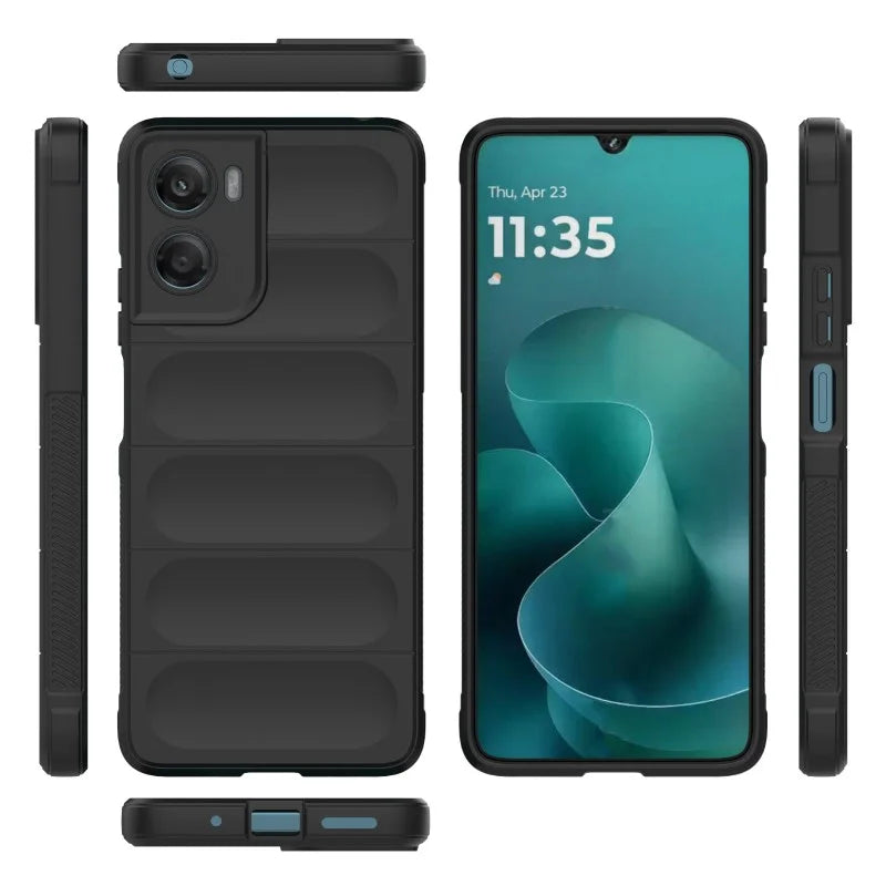 WANLONFENG For Motorola Moto G06 Power 4G / G06 4G TPU Case HD Series Anti Slip Phone Cover with Tempered Glass - Black - 3