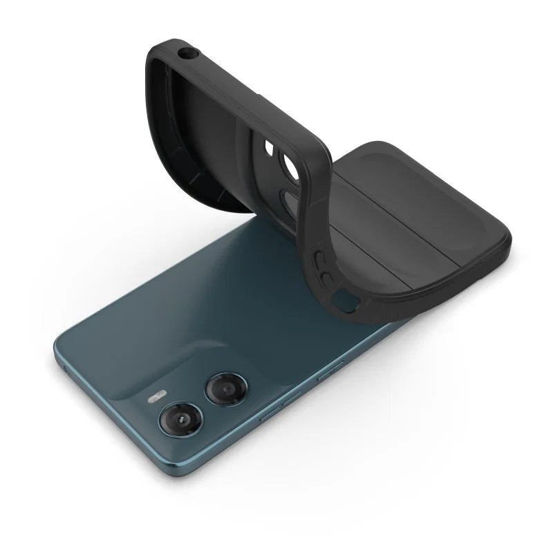 WANLONFENG For Motorola Moto G06 Power 4G / G06 4G TPU Case HD Series Anti Slip Phone Cover with Tempered Glass - Black - 4