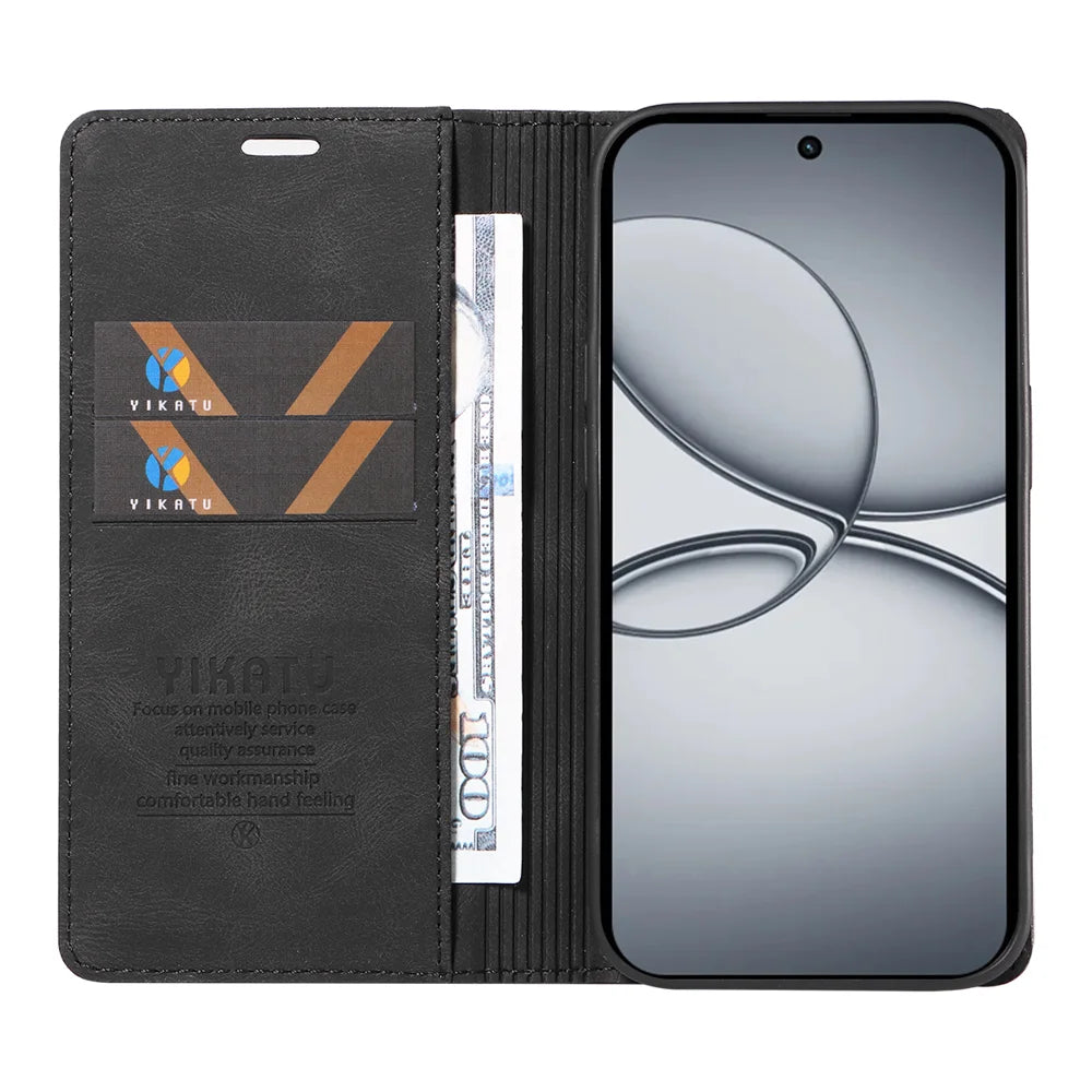 YIKATU For Realme 15T 5G Leather Cover  YK-004 Skin-Touch Wallet Phone Cases - Black - 2