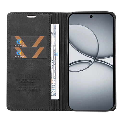 YIKATU For Realme 15T 5G Leather Cover  YK-004 Skin-Touch Wallet Phone Cases - Black - 2