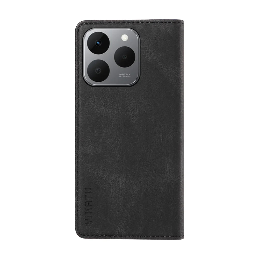 YIKATU For Realme 15T 5G Leather Cover  YK-004 Skin-Touch Wallet Phone Cases - Black - 7
