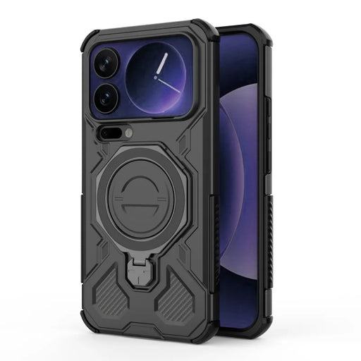 WANLONFENG For Xiaomi 17 Pro Case Kickstand with 2Pcs Screen Film  KJ Series PC TPU Phone Cover (Big Lens Hole) - Black - 2