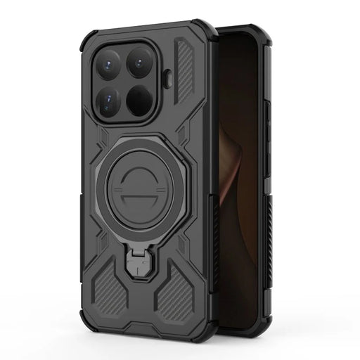 WANLONFENG For Xiaomi 15T Pro Case Kickstand with 2Pcs Screen Film  KJ Series PC TPU Phone Cover (Big Lens Hole) - Black - 2