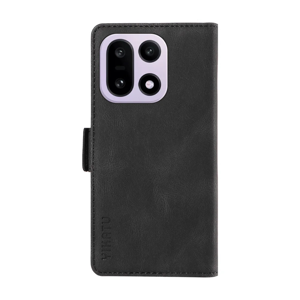 YIKATU For OnePlus 15 5G Leather Case  YK-005 Skin-touch Feeling Wallet Phone Cover - Black - 7