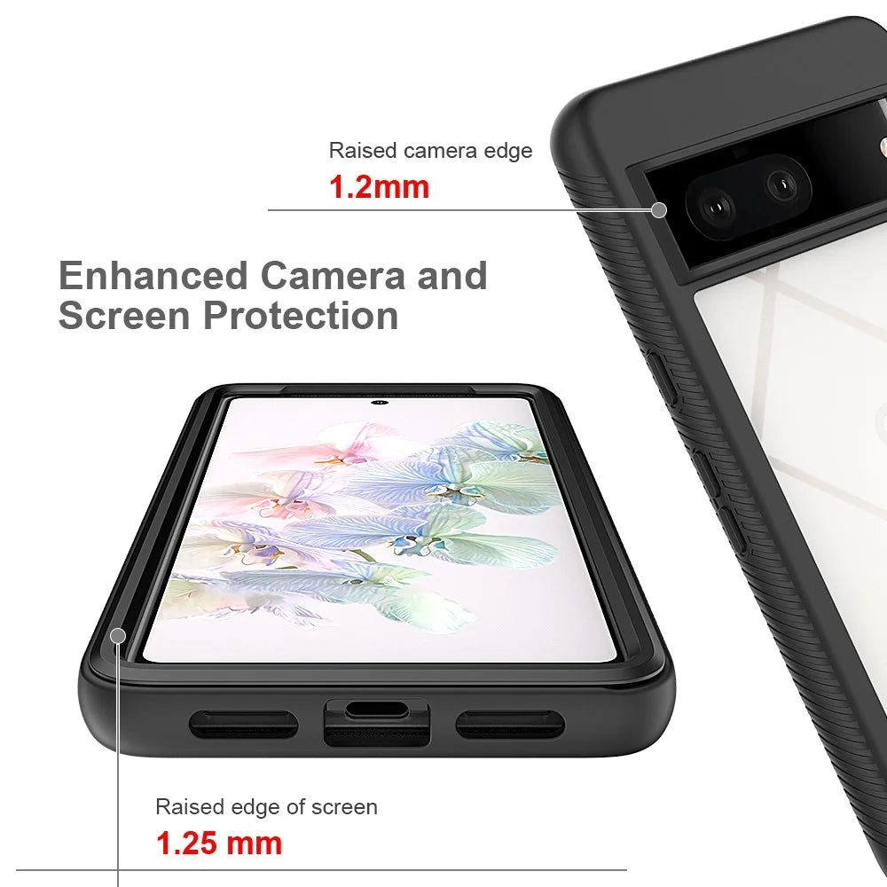 For Google Pixel 7 5G PC + TPU Full Protection Phone Case Anti-drop Protective Cover with PET Screen Protector - Black - 4