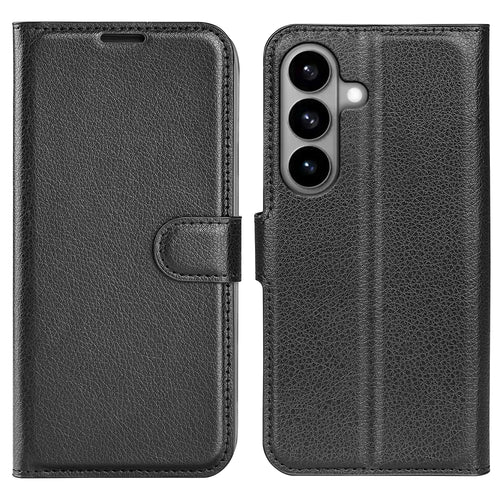For Samsung Galaxy S26 Case Litchi Texture Shockproof Leather Wallet Phone Cover -  Black - 1