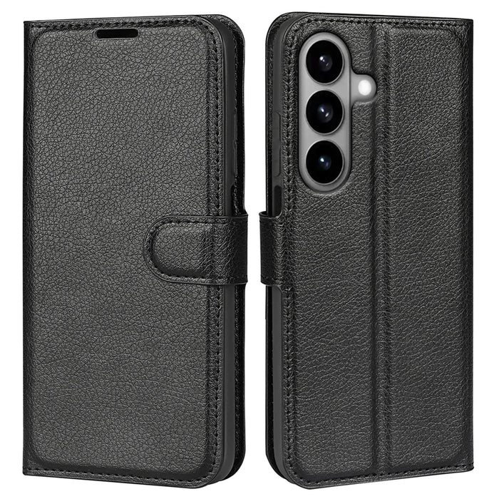 For Samsung Galaxy S26 Case Litchi Texture Shockproof Leather Wallet Phone Cover -  Black - 2