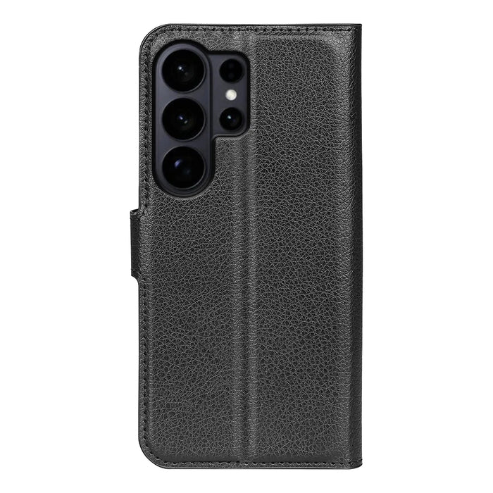 For Samsung Galaxy S26 Ultra Case Litchi Texture Shockproof Leather Wallet Phone Cover - Black - 3