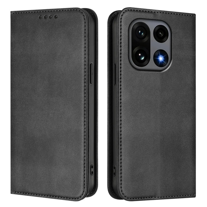 For OnePlus 15 5G Wallet Cases Retro Texture RFID Blocking Leather Phone Cover - Black - 1