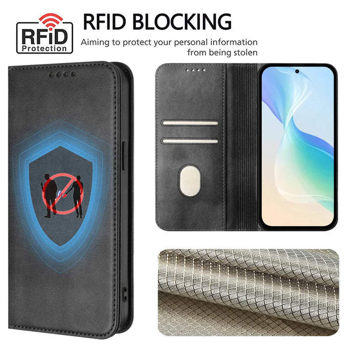 For OnePlus 15 5G Wallet Cases Retro Texture RFID Blocking Leather Phone Cover - Black - 7