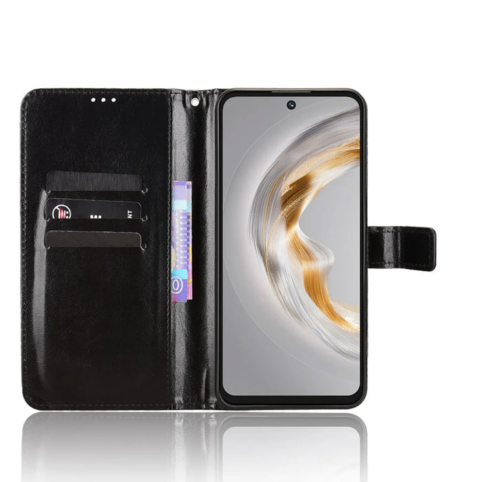 For Oukitel C69 PU Leather Case with Strap Crazy Horse Texture Phone Wallet Cover - Black - 5