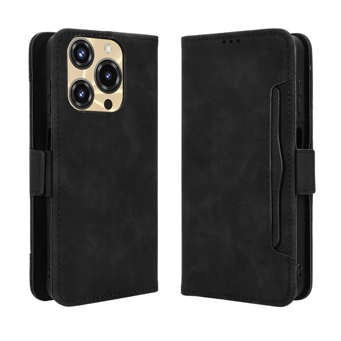 For Oukitel C69 Leather Case Phone Wallet Cover with Multiple Card Slots - Black - 1