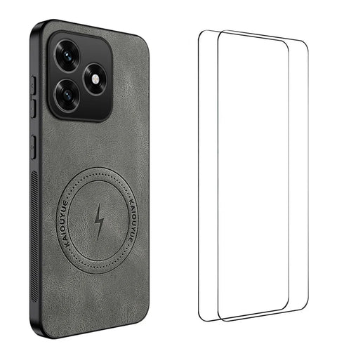 WANLONFENG For Honor X5c Plus 4G / Honor X5c 4G Magnetic Case  SD Series PC TPU Phone Cover with 2Pcs Screen Film - Grey - 1