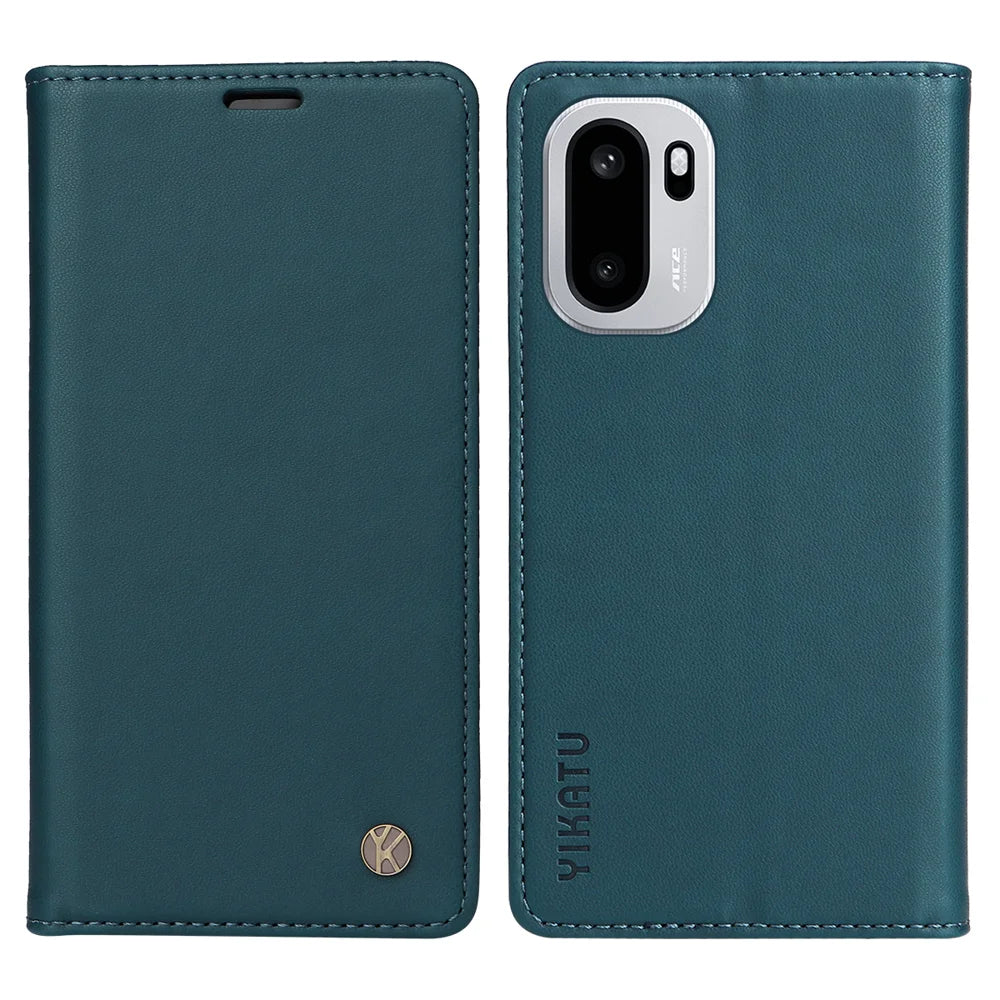 YIKATU For OnePlus 15R 5G / Ace 6T 5G / Ace 6 5G Phone Cases  Magnetic Closure PU Leather Mobile Cover - Green - 1