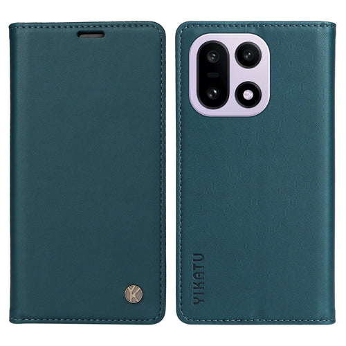YIKATU For OnePlus 15 5G Phone Cases  Magnetic Closure PU Leather Mobile Cover - Green - 1