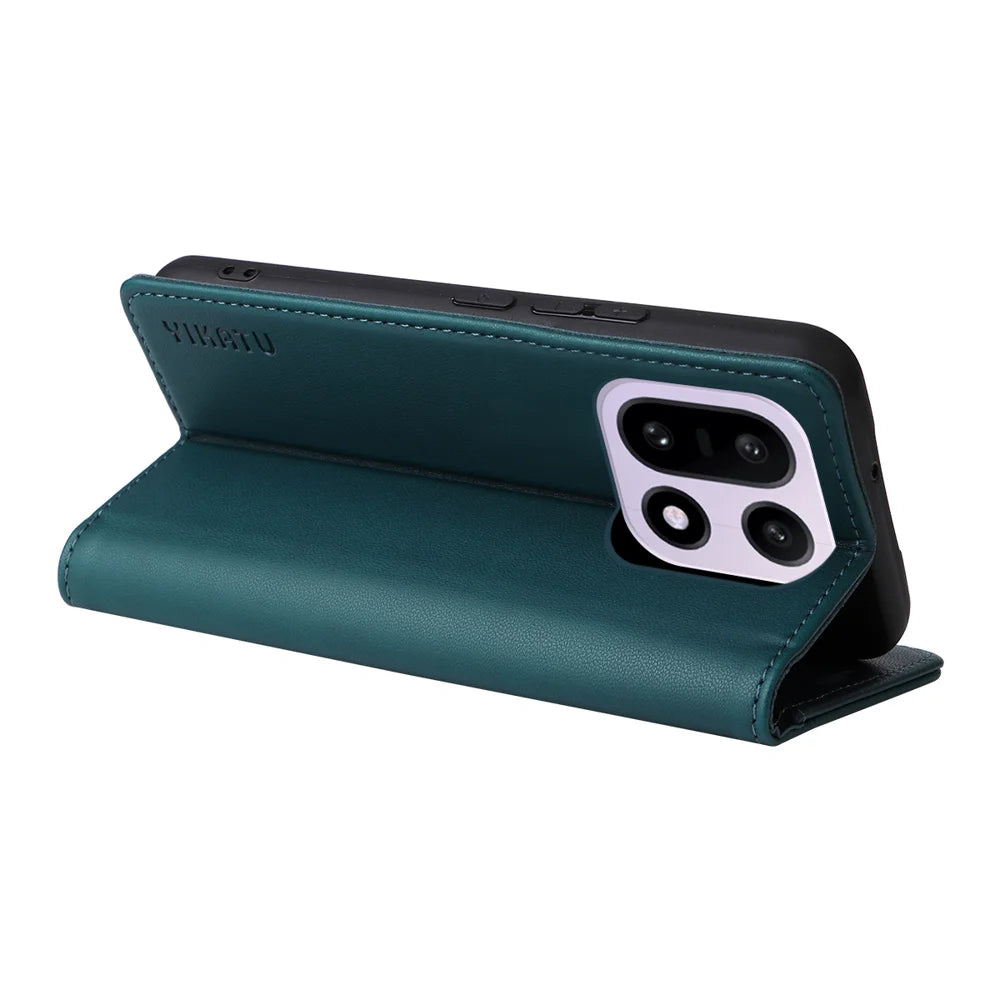 YIKATU For OnePlus 15 5G Phone Cases  Magnetic Closure PU Leather Mobile Cover - Green - 7