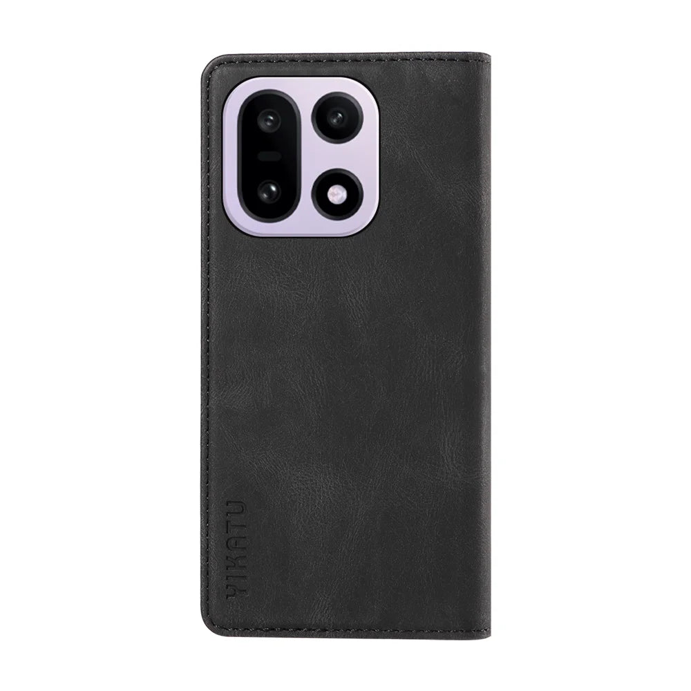YIKATU For OnePlus 15 5G Leather Cover  YK-004 Skin-Touch Wallet Phone Cases - Black - 7