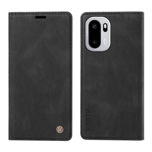 YIKATU For OnePlus 15R 5G / Ace 6T 5G / Ace 6 5G Leather Cover  YK-004 Skin-Touch Wallet Phone Cases - Black - 1