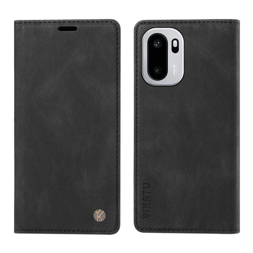 YIKATU For OnePlus 15R 5G / Ace 6T 5G / Ace 6 5G Leather Cover  YK-004 Skin-Touch Wallet Phone Cases - Black - 1
